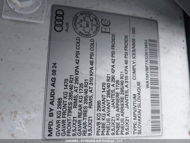 Aukcja sprzedaży 2025 Audi Q7 Progressiv, vin: WA1MVBF7XSD013654, numer aukcji: 12554992