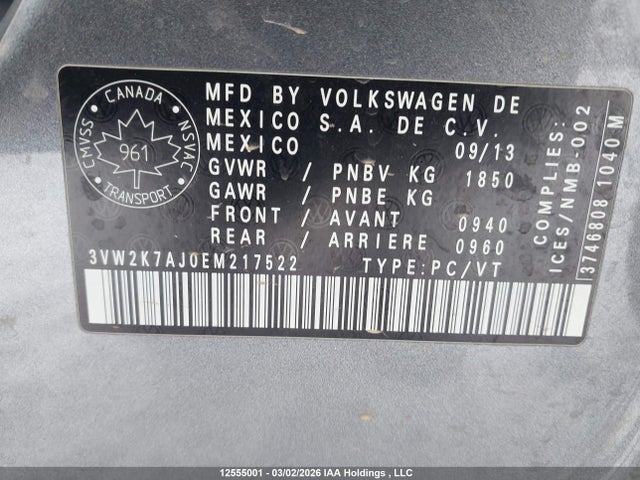 Volkswagen JETTA S 2014 3VW2K7AJ0EM217522 Image 9