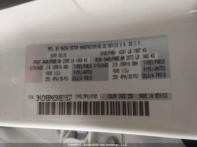 Aukcja sprzedaży 2025 Mazda Cx-30 Select, vin: 3MVDMBBM8SM861507, numer aukcji: 12555011