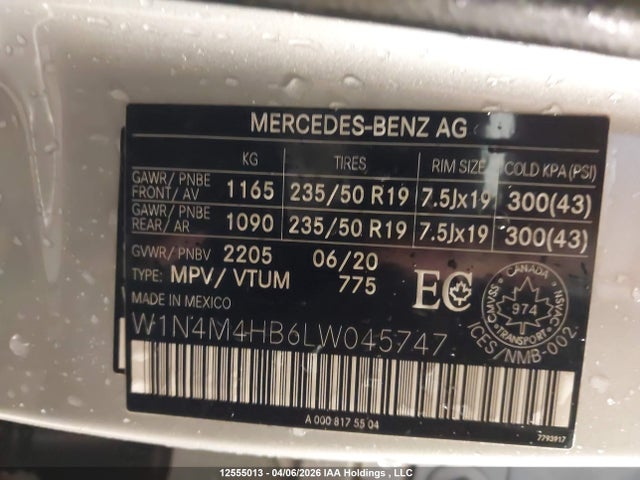 W1N4M4HB6LW045747 Mercedes-Benz Glb 250 4matic