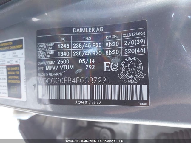 2014 Mercedes-benz Glk 250 Bluetec 4matic მანქანა იყიდება აუქციონზე, vin: WDCGG0EB4EG337221, აუქციონის ნომერი: 12555019