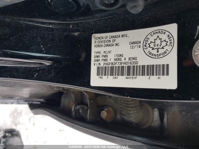 2015 Honda Civic Se მანქანა იყიდება აუქციონზე, vin: 2HGFB2F73FH016350, აუქციონის ნომერი: 12555048