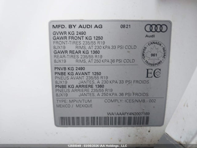 WA1AAAFY4N2007169 Audi Q5 45 Komfort