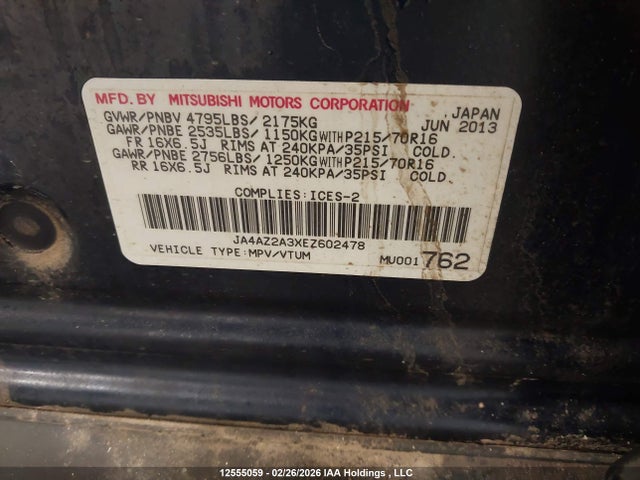 JA4AZ2A3XEZ602478 Mitsubishi Outlander Es
