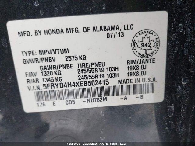 2014 Acura Mdx Technology მანქანა იყიდება აუქციონზე, vin: 5FRYD4H4XEB502415, აუქციონის ნომერი: 12555098