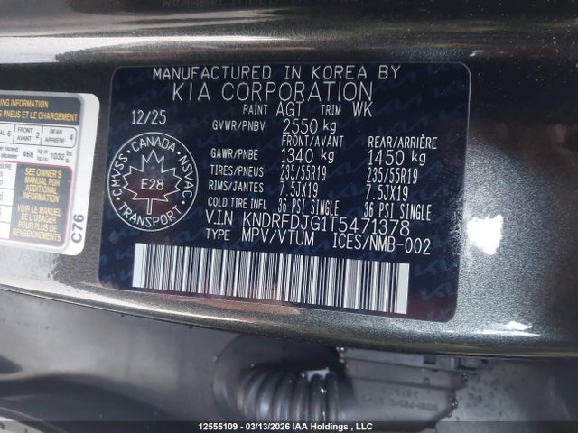 KNDRFDJG1T5471378 KIA SORENTO LX