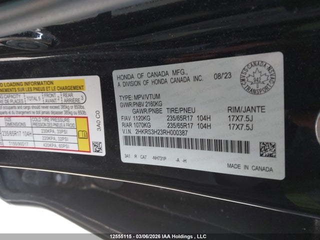 2HKRS3H23RH000387 Honda Cr-v Lx-b