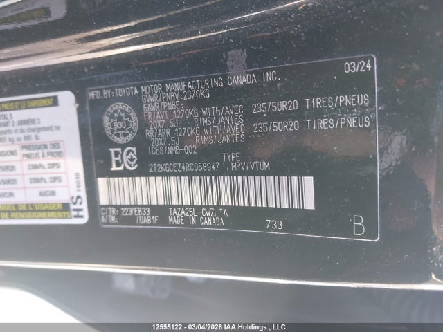2024 Lexus Nx 350 მანქანა იყიდება აუქციონზე, vin: 2T2KGCEZ4RC058947, აუქციონის ნომერი: 12555122
