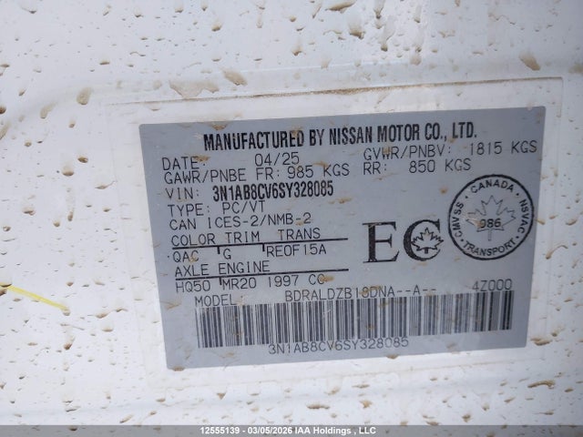 3N1AB8CV6SY328085 Nissan SENTRA SV