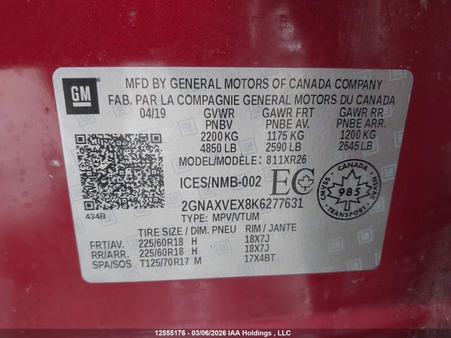 2GNAXVEX8K6277631 Chevrolet Equinox
