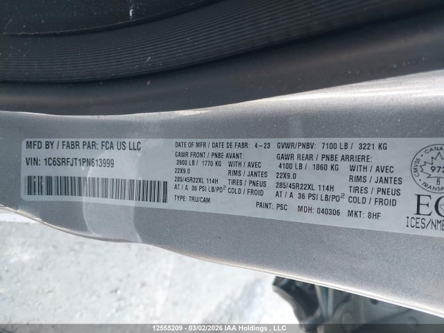 Продаж на аукціоні авто 2023 Ram 1500 Laramie, vin: 1C6SRFJT1PN613999, номер лоту: 12555209