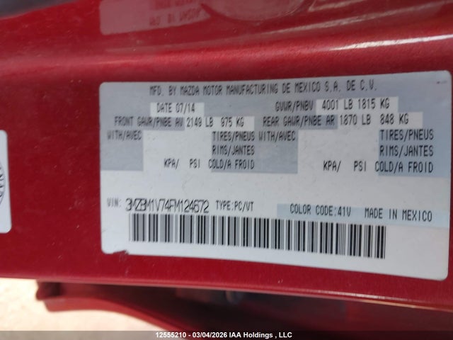 Aukcja sprzedaży 2015 Mazda Mazda3, vin: 3MZBM1V74FM124672, numer aukcji: 12555210