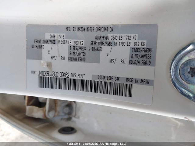 12555211 :رقم المزاد ، JM1DKBC78G0109462 vin ، 2016 Mazda Cx-3 Gs مزاد بيع
