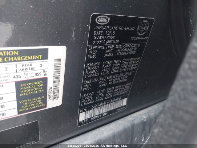 SALWR2EF4GA570556 Land Rover Range Rover Sport V8 Supercharged