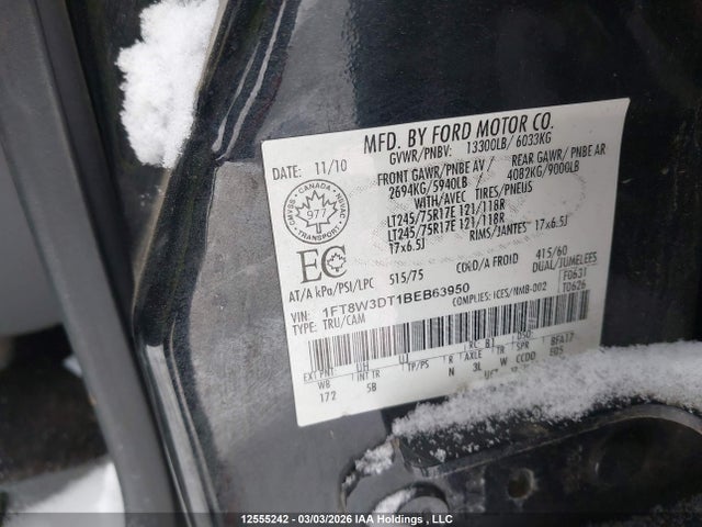 Продаж на аукціоні авто 2011 Ford F350 Super Duty, vin: 1FT8W3DT1BEB63950, номер лоту: 12555242