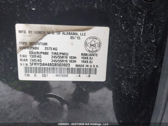 5FRYD4H48GB503923 Acura Mdx Navigation Package