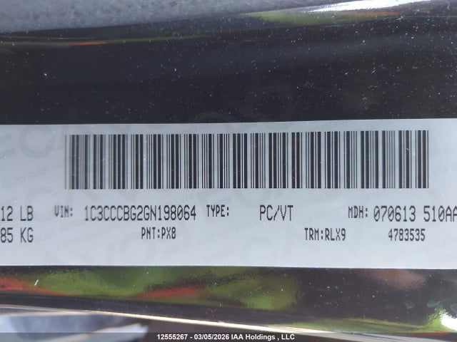 12555267 :رقم المزاد ، 1C3CCCBG2GN198064 vin ، 2016 Chrysler 200 S مزاد بيع