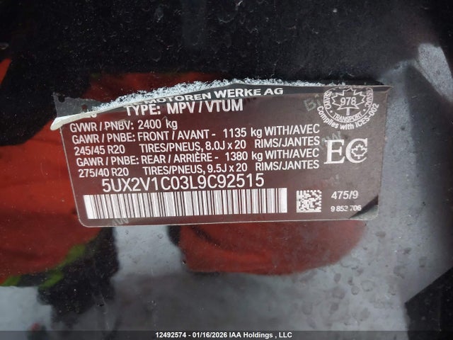 5UX2V1C03L9C92515 BMW X4 Xdrive30i