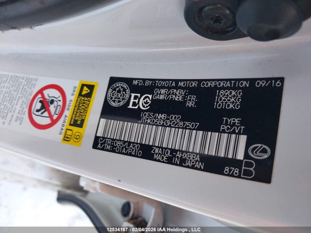 Lexus CT 200H 2017 JTHKD5BH3H2287507 Image 9