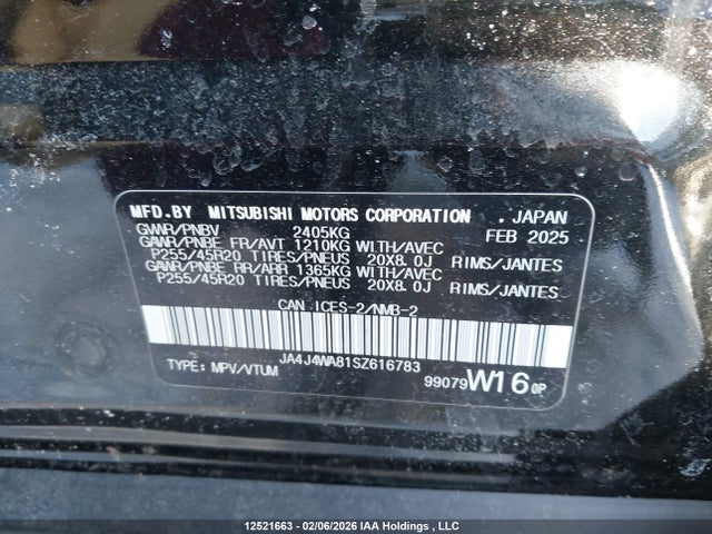 Mitsubishi OUTLANDER GT 2025 JA4J4WA81SZ616783 Image 9