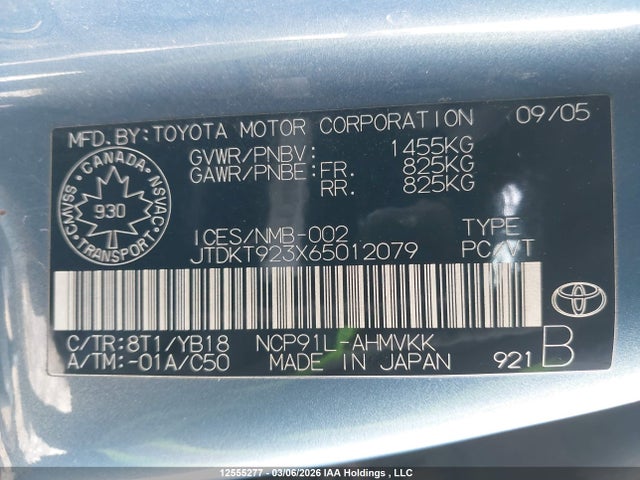 Aukcja sprzedaży 2006 Toyota Yaris, vin: JTDKT923X65012079, numer aukcji: 12555277