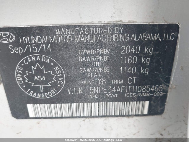 5NPE34AF1FH085465 Hyundai Sonata Sport/limited