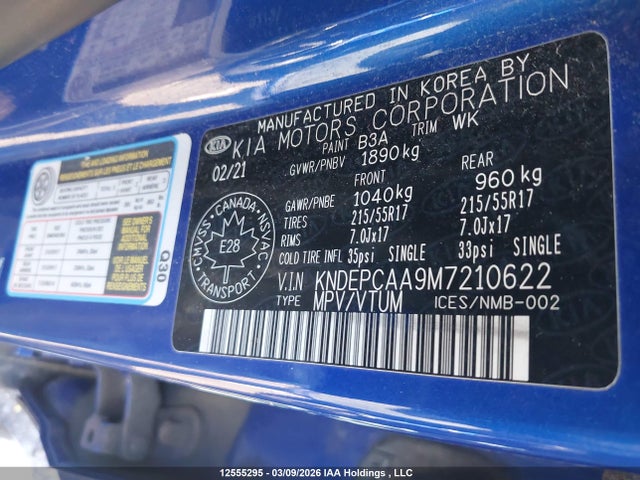 Продаж на аукціоні авто 2021 Kia Seltos Lx, vin: KNDEPCAA9M7210622, номер лоту: 12555295