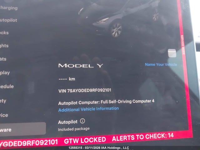 Продажа на аукционе авто 2024 Tesla Model Y Long Range/rwd, vin: 7SAYGDED9RF092101, номер лота: 12555315