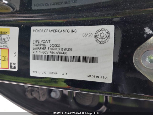 1HGCV1F94LA804490 Honda Accord