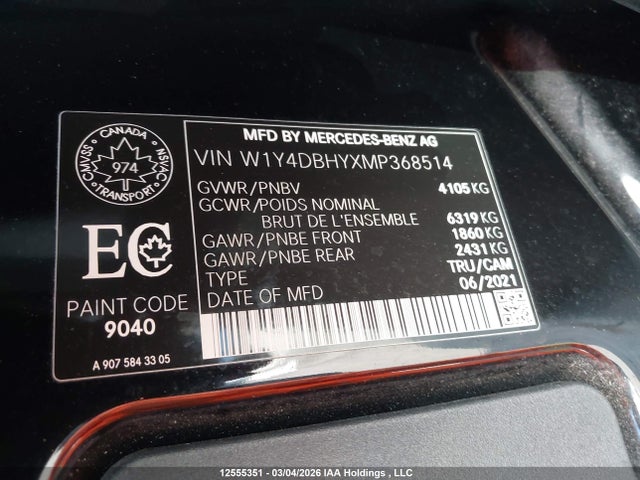 W1Y4DBHYXMP368514 Mercedes-Benz Sprinter 2500 Standard Roof I4 Diesel