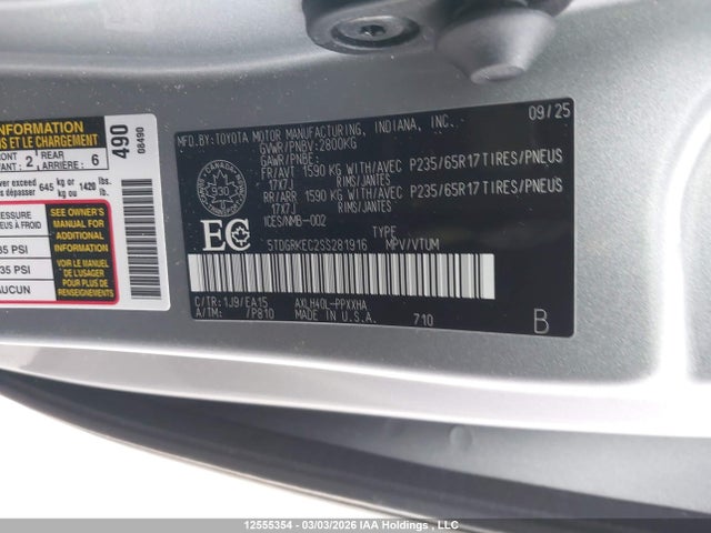 5TDGRKEC2SS281916 Toyota Sienna