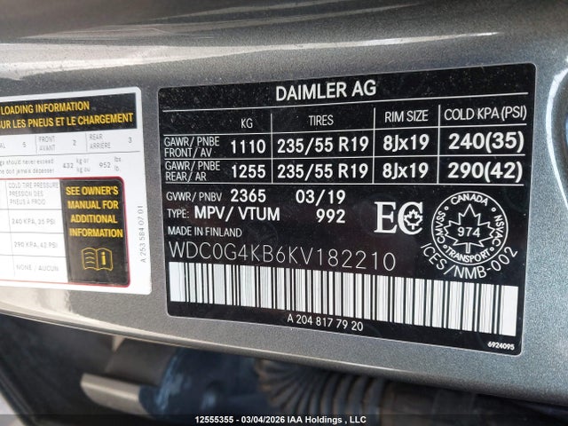 WDC0G4KB6KV182210 Mercedes-Benz Glc 300 4matic