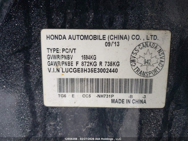 LUCGE8H35E3002440 Honda Fit Dx-a