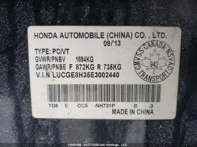 LUCGE8H35E3002440 Honda Fit Dx-a