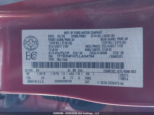 Ford Ranger Xlt 2020 1FTER4FH7LLA34794 Image 9
