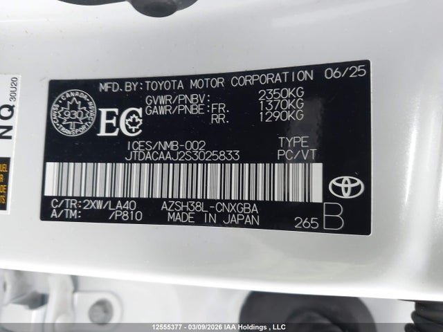 Aukcja sprzedaży 2025 Toyota Crown Signia Limited, vin: JTDACAAJ2S3025833, numer aukcji: 12555377