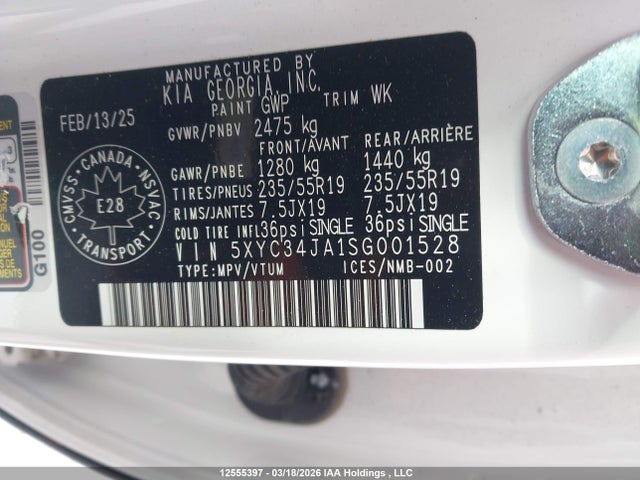 Продаж на аукціоні авто 2025 Kia Ev6 Wind Rwd, vin: 5XYC34JA1SG001528, номер лоту: 12555397