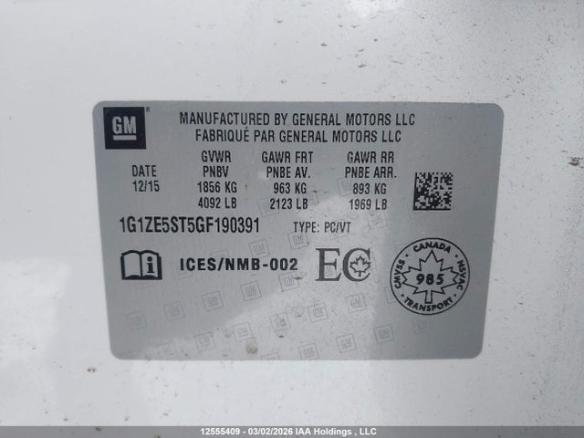 1G1ZE5ST5GF190391 Chevrolet MALIBU LT