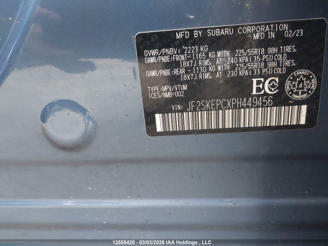 Aukcja sprzedaży 2023 Subaru Forester Limited, vin: JF2SKEPCXPH449456, numer aukcji: 12555420