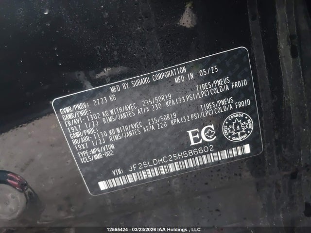 Aukcja sprzedaży 2025 Subaru Forester, vin: JF2SLDHC2SH586602, numer aukcji: 12555424