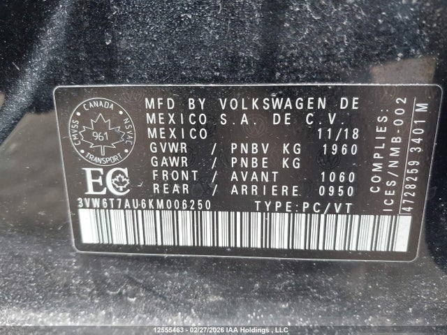 3VW6T7AU6KM006250 Volkswagen Gti S/se/autobahn/rabbit Edition