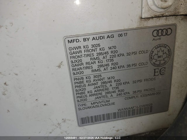 Aukcja sprzedaży 2018 Audi Q7 3.0t Technik, vin: WA1WAAF78JD001029, numer aukcji: 12555481
