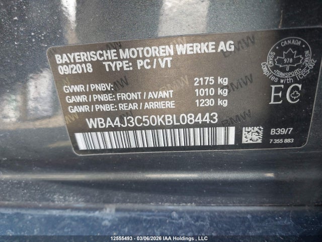 WBA4J3C50KBL08443 BMW 4 Series