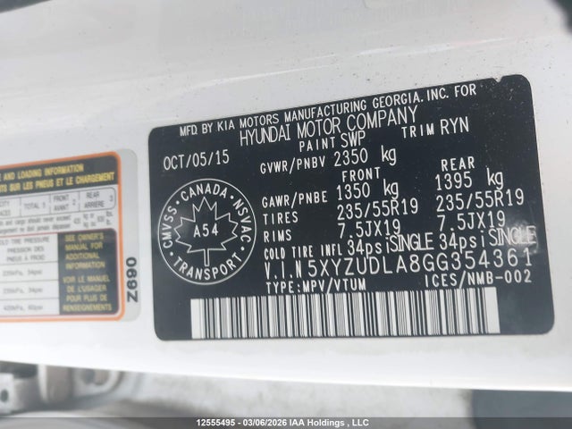 5XYZUDLA8GG354361 Hyundai Santa Fe Sport 2.0t Se