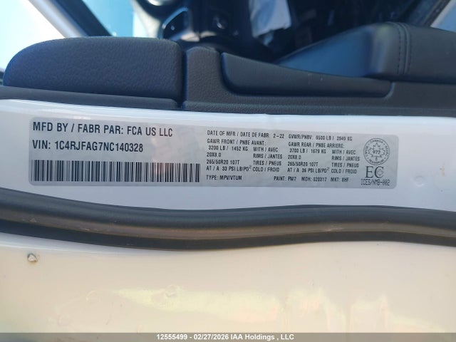 1C4RJFAG7NC140328 Jeep Grand Cherokee Laredo E/laredo X