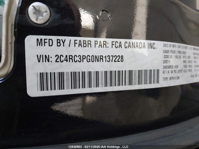 Chrysler Pacifica Pinnacle Awd 2022 2C4RC3PG0NR137228 Image 9