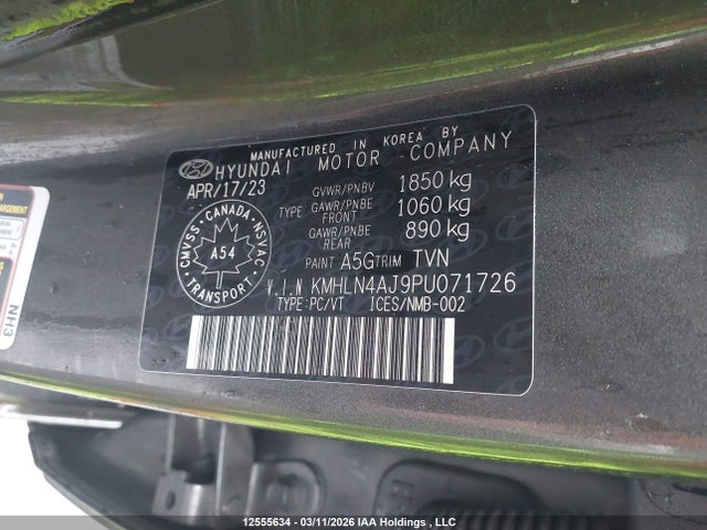 2023 Hyundai Elantra Limited მანქანა იყიდება აუქციონზე, vin: KMHLN4AJ9PU071726, აუქციონის ნომერი: 12555634