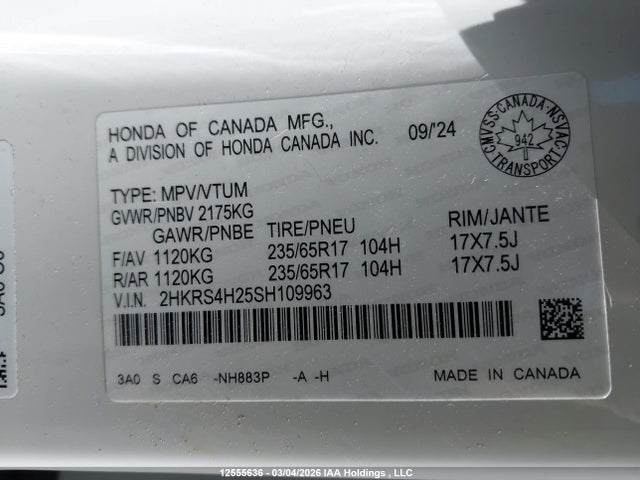 2HKRS4H25SH109963 Honda CR-V