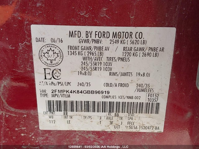 Ford Edge 2016 2FMPK4K84GBB96919 Image 9