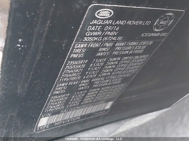 SALGS2KF6GA315095 Land Rover Range Rover Diesel Td6 Hse